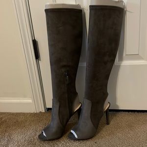 Nine West Grey Open Toe Boots - (Brand New) Size 8